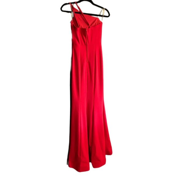 Teeze Me Women’s Crepe One Shoulder Sheath Red Prom Dress Size 1 NWT - Picture 3 of 8